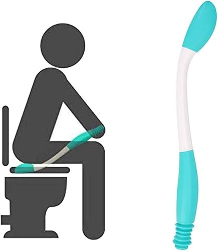 Essuie Fesses Aide aux Toilettes Pince pour Papier Toilette Aide à Essuyer Les Fesses 40cm Longue Poignée Silicone Antidérapant pour Personnes Âgées, Femmes Enceintes, Handicapées, Blessées