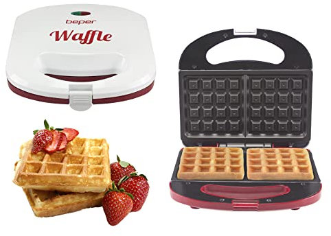 BEPER BT.602H Waffle Maker con Piastre Antiaderenti, Avvolgicavo e Piedini Antiscivolo - Piastra Waffle 780 W