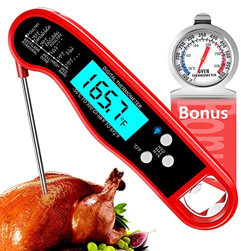 Termometro Cocina, Termometro Digital Cocina, Termometro Carne impermeable con Sonda Larga, Termometro Barbacoa Ultra Rápido para Liquidos, Parrilla, Alimento, BBQ, Agua, Termometro Horno Extra