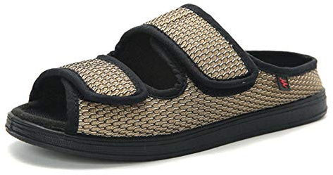 Nwarmsouth Memory Foam diabetiska tofflor, justerbara tofflor för diabetiker, svullna fötter tofflor för gravida kvinnor 42_khaki, unisex vuxen hälsosko