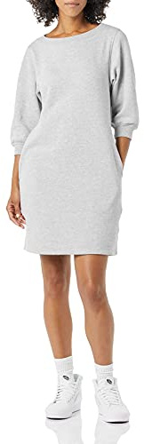 Amazon Essentials Vestido tipo sudadera de vellón con cuello redondo y mangas tipo blusón para mujer (disponible en tallas extragrandes), color gris jaspeado, talla L