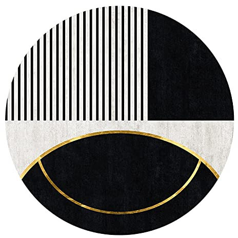 CMX-BOX Black Gold Grau Nordic Runde Teppiche Wohnzimmer Mantel Raum Haushalt Teppich Sofa Couchtisch Boden Dekor Matte - 80cm 100 cm 120 cm 140 cm 160 cm 180 cm 200 cm (Size : Durchmesser 120cm)