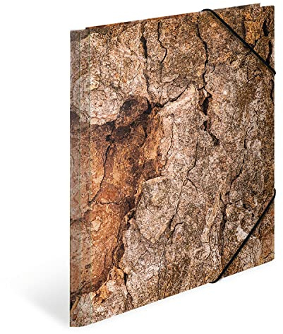 HERMA 19776 Samlingsmapp DIN A4 Nature Wood, stabilt kartong, organisationsmapp med haptisk finish, fullständigt inre tryck och elastiskt band, dokumentmapp för barn, pojkar och flickor