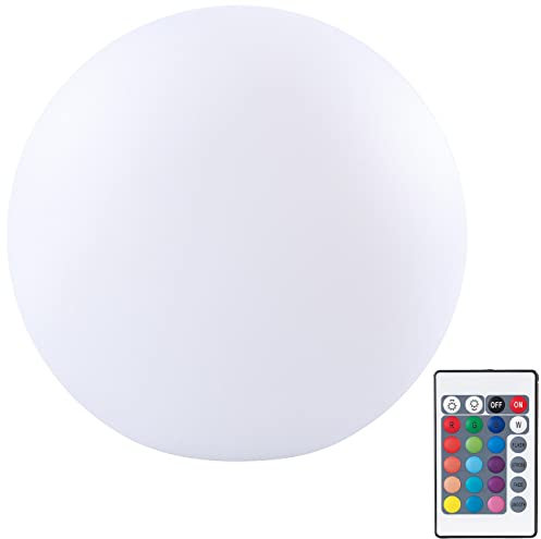 Lunartec Kugellampe: Kabellose Akku-Leuchtkugel für innen und außen, Ø30 cm, IP54, RGBW-LED (LED-Dekokugel, Stimmungsleuchten, Tischlampen)
