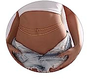Amicon 2PCS 18K Gold Plated Waist Chain Satellite Body Chain Layered rope Waist Chains Sexy Bikini Beach Waist Chain for Women Waterproof Adjustable 26.5-33Inch