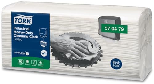 Tork Paño de Limpieza Industrial Ultrarresistente W4, Blanco, Multiusos, 60 paños, 570479