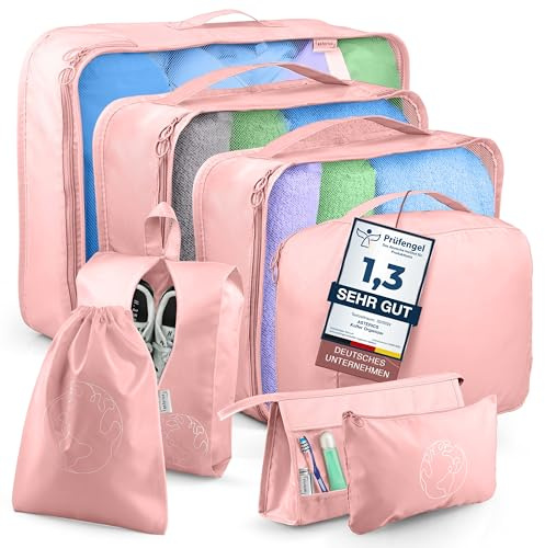 Koffer Organizer (8 Teiliges Set) Deluxe Edition extra leicht - Packing Cubes vielseitig einsetzbar für Koffer, Rucksack, Packwürfel, Reise Gadgets