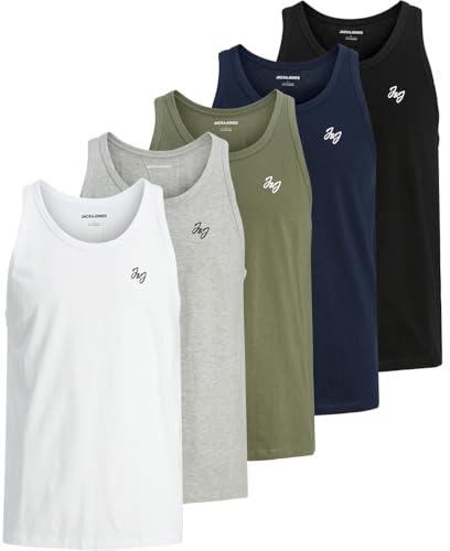 JACK & JONES Mens Tank Vest Sleeveless Cotton Black/Grey/Navy/Green/White L