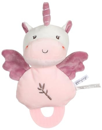 GIPSY TOYS – PELUCHE DOUDOU DE DENTITION LICORNE – GAMME BAMBOO – 1ER ÂGE – IDEE CADEAU NAISSANCE BEBE – FILLE ET GARCON – 13 CM – ROSE ET BLANC