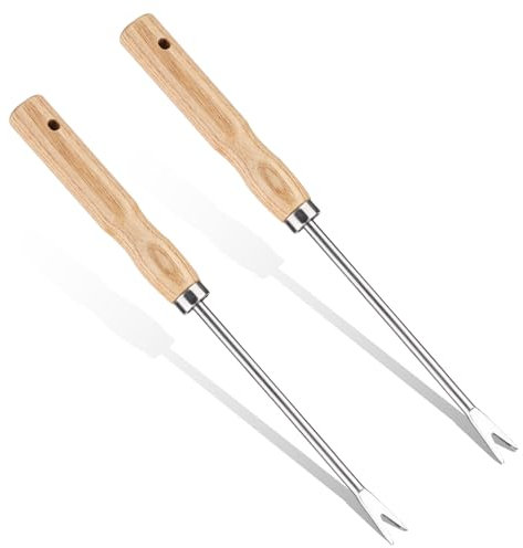 NQEUEPN 2pcs 30,5cm Outil d'Extraction de Mauvaises Herbes, Outil de Désherbage Pissenlit à 2 Dents Désherbeurs Manuels Outil d'Extraction Mauvaises Herbes Portable Fourchette d'Extraction