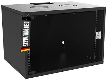 Bemacom Netzwerkschrank - Serverschrank 19 Zoll 7HE - Server-Racks für Wandmontage - EDV-Gehäuse mit Traglast 60kg - 400 x 540 x 370 mm Schwarz