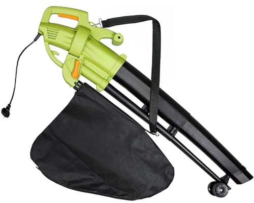Aspirafoglie Soffiatore Elettrico Da Giardino 3 in 1 Aspiratore Trituratore Soffia Foglie 3000 W 270 Km/h Con Sacca Raccolta Da 45 L Rotelle e Tracolla Manutenzione Giardino Spazi Esterni Cortile