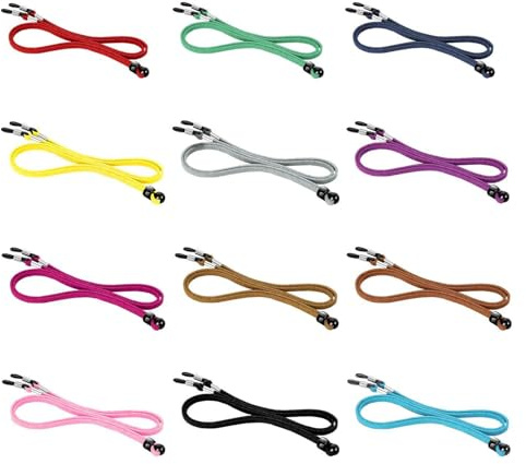 CWPFVQA 12-Pack Justerbara Glasögonband - Sport och Läsglasögon Band i Flerfärgad, M