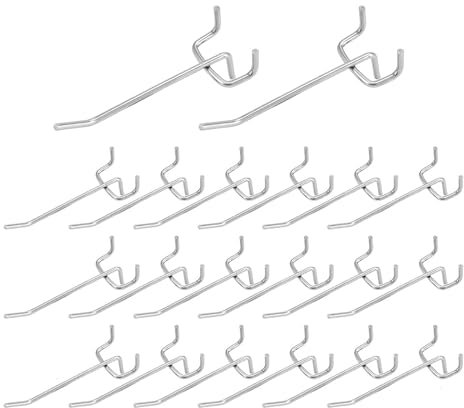 Perforated Wall Hooks, Pegboard Hooks, Tool Wall Hooks for Sales Displays, Tool Holder Wall (Pack of 20)