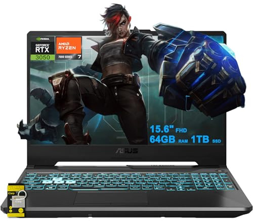 ASUS TUF Gaming A15 Laptop 15.6 FHD Anti-Glare 144Hz AMD Octa-core Ryzen 7 7435HS (Beats i7-12700H) 64GB RAM 1TB SSD GeForce RTX 3050 Backlit Type-C Fast Charge Win11 ICP Accessory