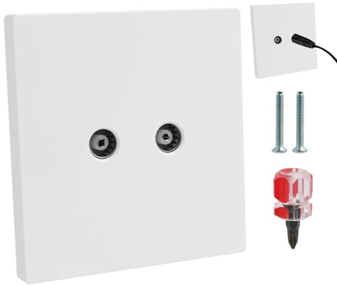 LUCTHY TV Aerial Socket Coax Wall Faceplate, Single TV/FM Coaxial Aerial Wall Socket Plate Outlet, 50/60HZ Aerial Junction, Flame Retardant Materials for Reliable TV and FM Radio Connections (2Pin)