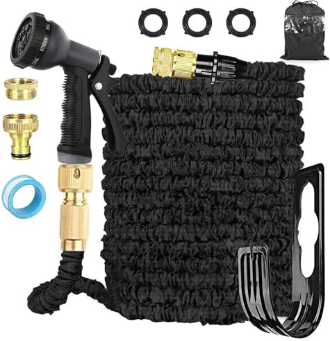 LINGKY Manguera de Jardin Extensible 30 Metros, Manguera Jardin Enrollable con 8 Funciones de Riego, Manguera Extensible con 1/2 y 3/4 Universal Para Grifo Incluido - Garden Hose