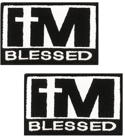 2 parches tácticos bordados con texto en inglés I Am Blessed para jeans, bolsos, chalecos, chaquetas, sombreros, ropa, brazaletes, mochilas, motociclistas, bolsos, uniformes, apliques de velcro