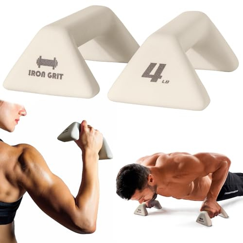 Push Up Handles with Ergonomic Handles and 4lb weight-Non-slip Parallettes Bars for Home Fitness Training, Push Up Stands Handle Perfect for Strength Training, HIIT, Boxing, apricot