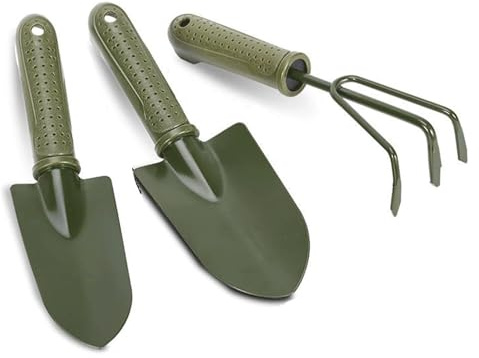 Utomhusväderflöjel 3-pack gröna trädgårdsredskap i rostfritt stål
