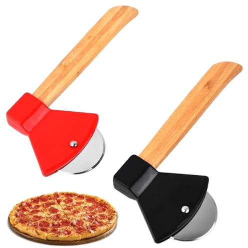 KUMSODE 2 Pezzi Tagliapizza,Rotella Tagliapizza,Ruota Tagliapizza con Lama in Acciaio Inox & Manico in Di Legno,Cutter Professionale Cucina Casalinga e Ristorante,per Pizza,Torte e Pie,Waffle,Pane