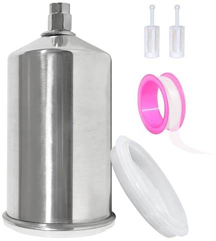 ZEINLENX Gravity Feed Spray Gun Cup, 1000ml Polished Aluminum Paint Cup, M16 x 1.5 Female Thread, Soft Silicone Lid, for HVLP Spray Guns