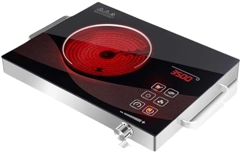3500W Electric Infrared Stove, Single Burner Electric Hob, Portable Countertop Burner for Cooking, Plug in Kitchen Cooktop, Temperature Adjustable Compact Hot Plate Camping Stoves