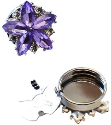 Knappöverdrag med strass, 4 st Rhinestone Flower Button Covers Manschettknappar Multicolor 20mm(Purple)