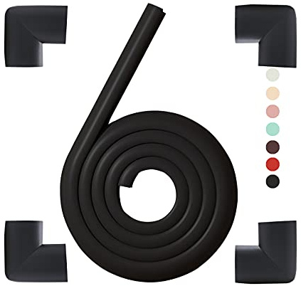 Protectores de Esquinas y Bordes de bebé, 2 Metros y 4 Esquinas,Protector de Borde de Espuma a Prueba de bebés, Protectores de Borde de Mesa para niños, adecuados para Mesa de café, Muebles (Negro)