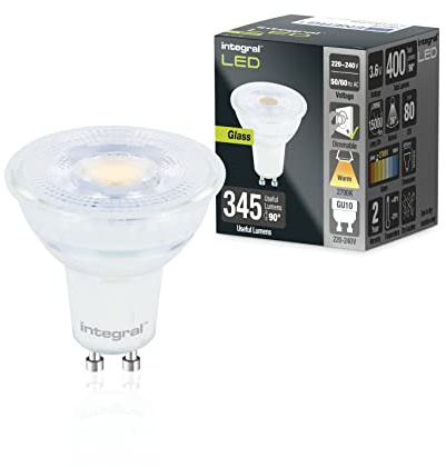 Integral LED 5 PACK Glas GU10 Warm 2700K, 400LM, 3.6W (entspricht 50W) Dimmbare Lampe - Energieeffizient & Ideal für Spotlight Armaturen & Downlights in Badezimmern, Küchen, Wohn- & Schlafzimmern