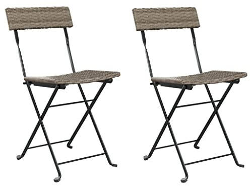 Chaises de bistrot pliantes lot de 2 Gris Résine tressée acier