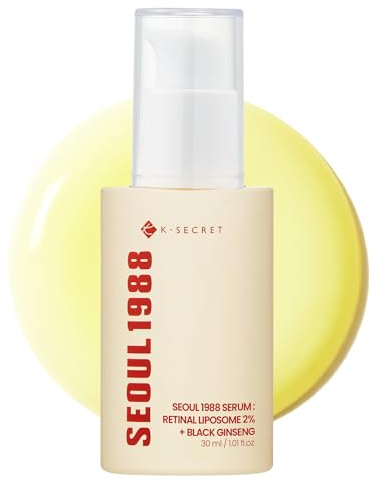 KSECRET SEOUL 1988 Siero: liposomi retinici 2% + ginseng nero, 30ml/1.01fl.oz | 58% estratto di ginseng nero | siero retinico, Bakuchiolo, vitamina C e 3 peptidi per la cura delle rughe | Cosmetica