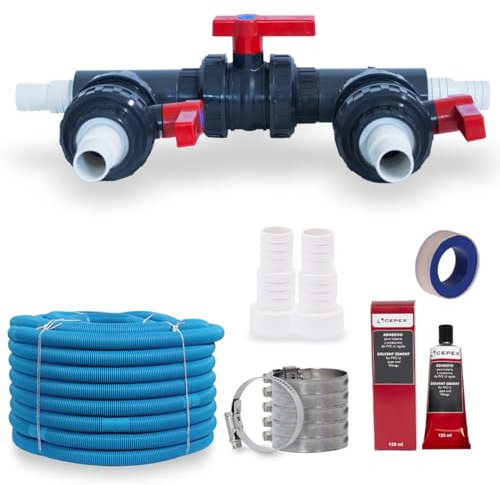 EVOLUTION Wärmepumpe Anschluss-Set für Schlauchanschluss d 32 mm mit Bypass & Zubehör Pool