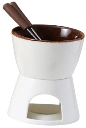 Fenteer Pot à fondue au chocolat, en porcelaine légère, pour faire fondre le fromage, pour mariage, avec 2 fourchettes, ensemble de bols à fondue