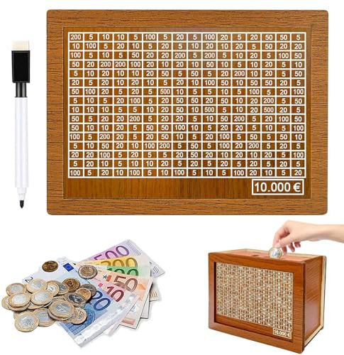 Salvadanaio Legno Con Contatore Per Spuntare, Riutilizzabile, Con Obiettivo Di Risparmio Per Bambini