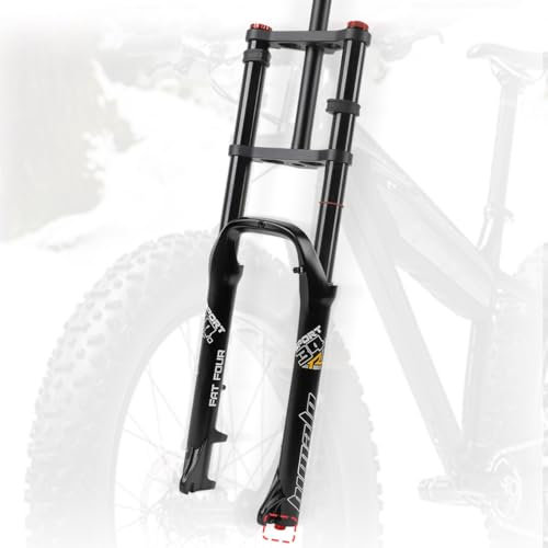 BSFHQS 26x4.0 Fat Bike Fourche À Suspension Frein À Disque 160mm Voyage Fourche À Air De Vélo De Neige 9mm QR 1-1/8 Air Fourche Vélo Électrique Manual Lock XC VTT(Black)