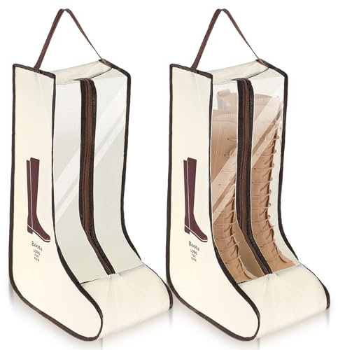 AOZUO 2 Set Boot Storage Bag, Portable Boots Protector Bag Dust Proof Travel Shoe Bags with Handle Boots Organizer for Packing Travel and Daily Use(Tall)