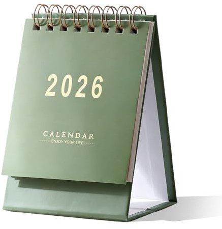 NOPKESV 1 Pièce Mini Calendrier de Bureau, Petit Mensuel de Juillet 2025 à Décembre 2026, Planificateur Annuel Académique pour la Maison Bureau, Scolaire 2025 2026 (Mini) (Vert)