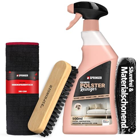 SPRINGER RX5800 - - Polsterreiniger 500 ml Set - - Made in Germany - - Textilreiniger für Flecken wie Fett, Kaffee, Rotwein - - Allzweck Fleckenentferner Reiniger für Sofa, Sessel, Teppich, Auto