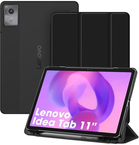 FINTIE Custodia per Lenovo Idea Tab 11 Pollici 2025 (Modello TB-336ZU/TB-336FU) con Portapenne, Sottile Leggero Case Posteriore Opaca Traslucida Cover con Auto Sveglia/Sonno, Nero