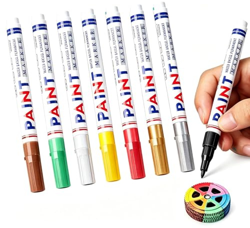 Lizricona Paint Pens, Permanent Marker Pens, 8 Colors 0.7mm Tip Water-Based for Rock Painting Stone Ceramic Glass Wood Fabric Canvas DIY Craft (Gold Silver Yellow Brown Red Green Black White)