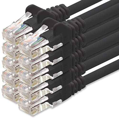 1aTTack.de Câble Réseau Cat6 Cat 6-10x 0,5m - RJ45 Ethernet LAN DSL Routeur Modem - Noir
