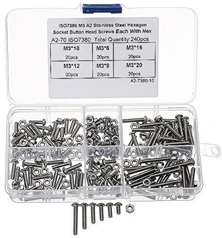 EsportsMJJ M3Sh2 M3 Inox Bouton À Tête Hexagonale Vis Boulons Écrous Assortiment 240Pcs