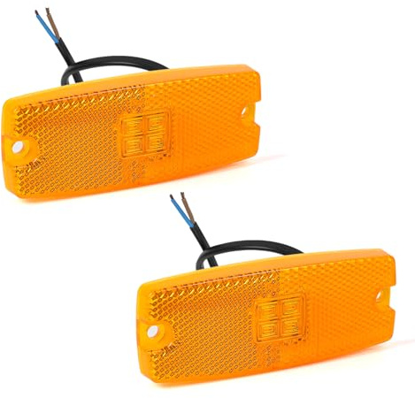 AOHEWEI 2 x Yellow Trailer Side Marker Lights LED Truck Front Position Side Indicator Lamps with Reflector for Trailer Van Caravan Truck Lorry 10~30V ECE-approved