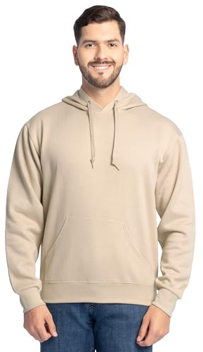 Fruit of the Loom Unisex's Eversoft Fleece Hooded Sweatshirt, Moisture Wicking & Breathable Shirt, Khaki Heather Pullover, Medium