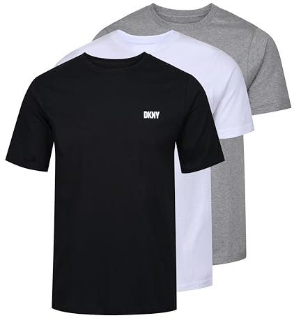 DKNY Men's Giants T-Shirt, Black/White/Grey, M (Pack of 3)
