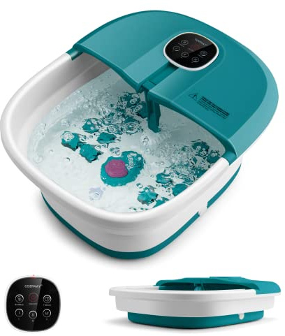 COSTWAY Pediluvio Massaggiatore Piedi Elettrico, Pediluvio Idromassaggio Plantare Pieghevole con Telecomando, 3 Temperature Regolabili, Timer, Fino al 45 (Anatra blu)