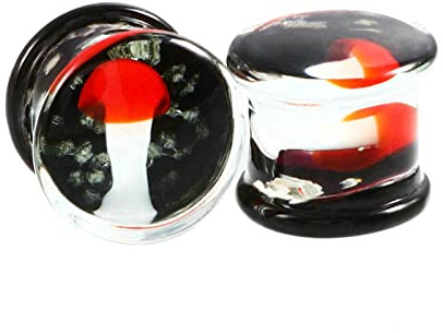 Aeici Flesh Tunnel 8mm, Dilatatori Lobo Vetro 2 Pezzi Tappi per Le Orecchie Rotondo Motivo