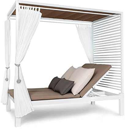 Blumfeldt Lettino Prendisole Matrimoniale da Giardino, Lettino Matrimoniale Prendisole in Poliestere con Schienale Reclinabile, Sdraio Matrimoniale da Giardino, Lettino Matrimoniale Giardino con Tetto