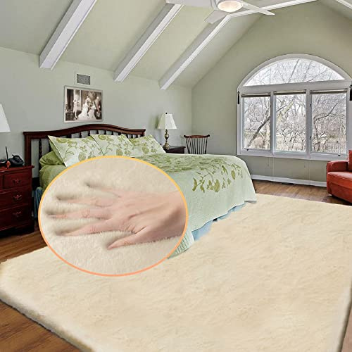 ORINOVA Light Brown Beige Plush Shag Area Rugs 240x300cm Rugs for Living Room Boho Fluffy Large Rabbit Fuzzy Fur Rug for Bedroom Nursery Rug
